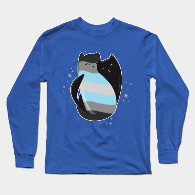 Demiboy Cat LGBT Pride Flag Long Sleeve T-Shirt by Psitta